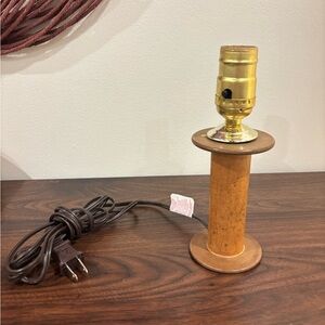 Antique American Viscose Corp Spool Turned Into A Table Lamp